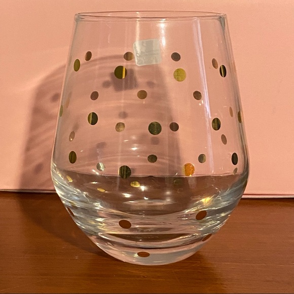 ✨2x HP✨Kate Spade Larabee Dot Gold Stemless Wine Glasses NIB - Picture 9 of 11